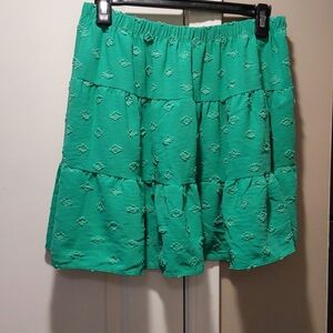 Green mini skirt